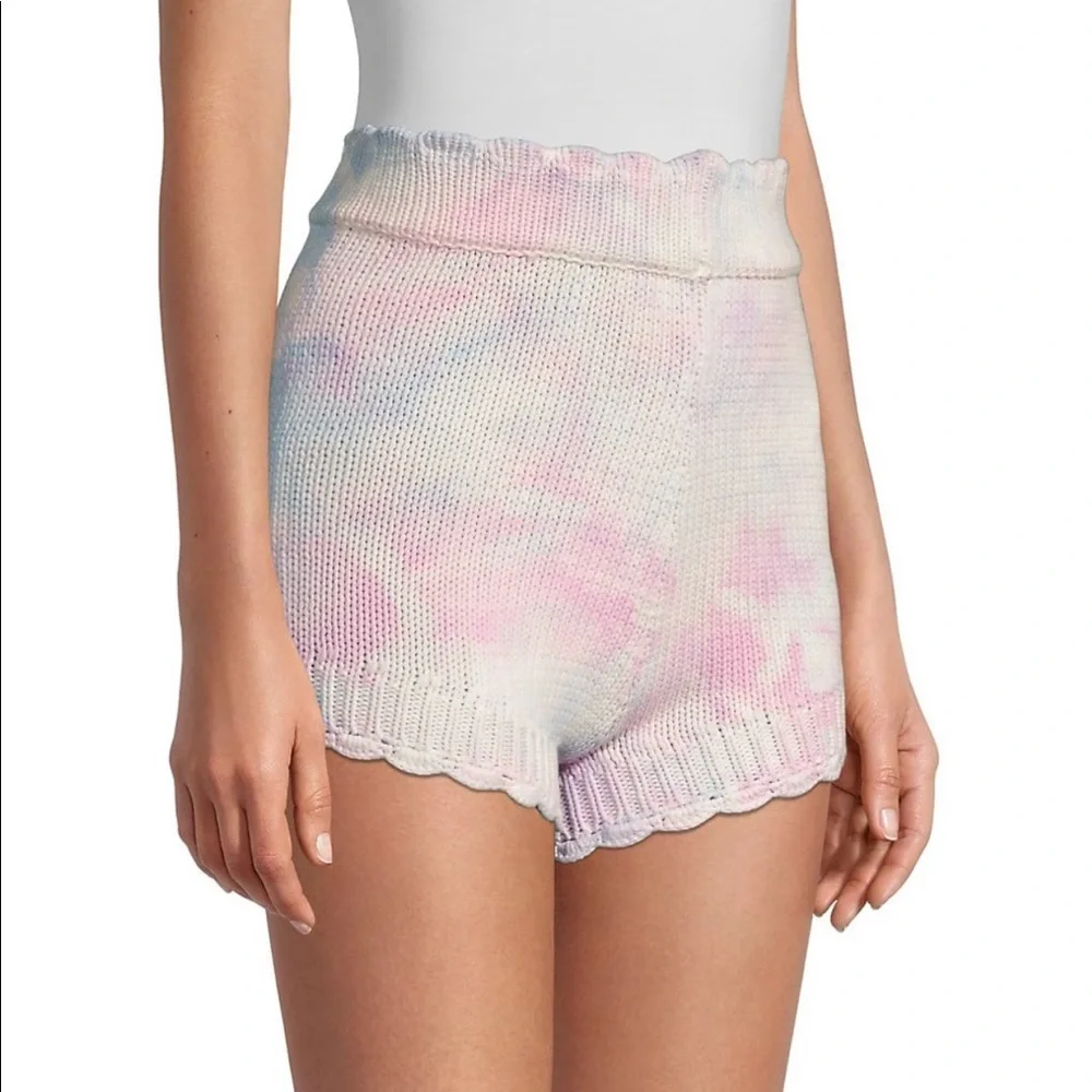 ๐ Karrisa Tie Dye Knit Scallop Shorts, Size L, Pink, White & Blue - Picture 13 of 17